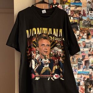 Joe Montana 49ers t-shirt.